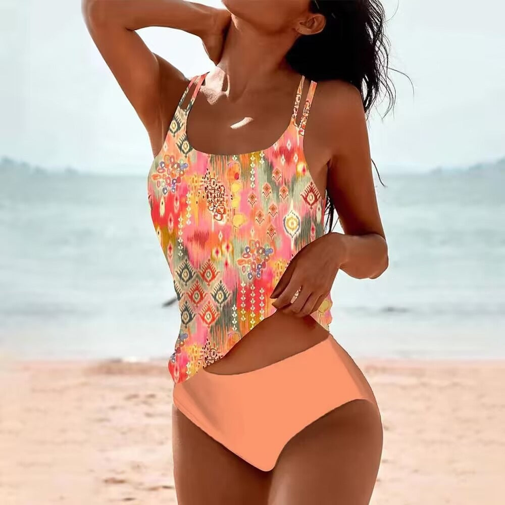 Damen Tankini mit floralem Muster und sportlichem Schnitt Drune