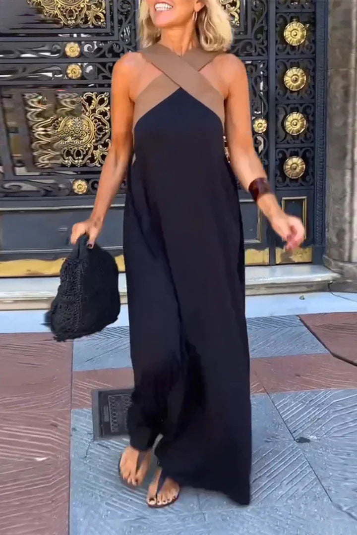 Damen Maxikleid mit modernem X-Trägerdesign Drune