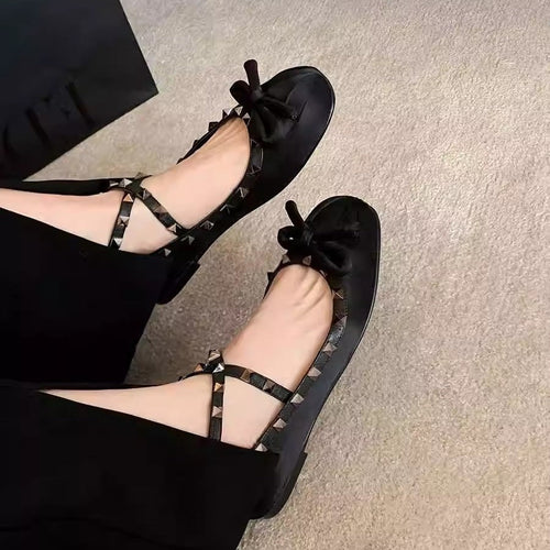 Damen Ballerinas mit stilvollem Nieten-Detail und edlem Schleifenakzent Drune