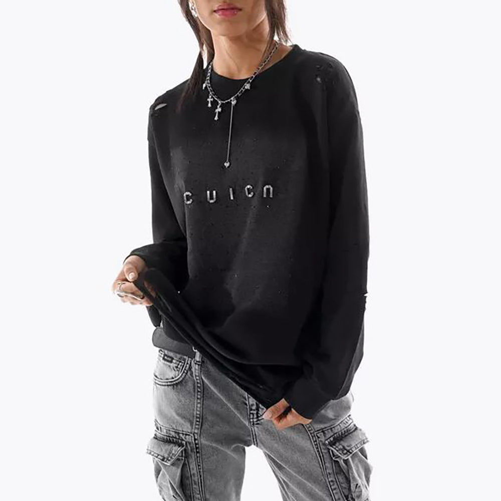 Damen Oversize Sweatshirt mit modischen Designelementen Drune