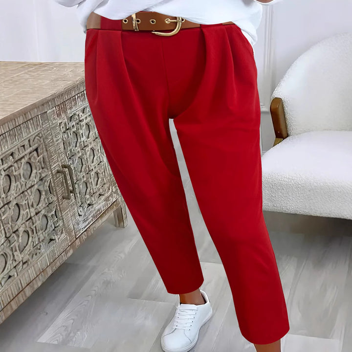 Damen Klassische Hochtaillenhose mit weit geschnittenem Bein Drune