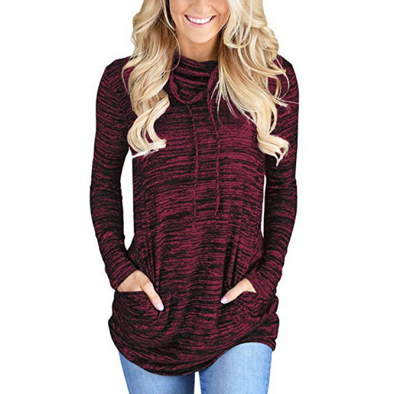 Damen lässiges Langarmshirt mit asymmetrischem Saum Drune