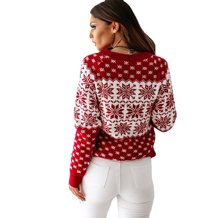 Damen Weihnachtspullover mit festlichem Schneeflockenmotiv Drune