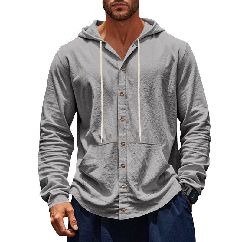 Herren lässiges Kapuzenshirt mit Knopfdetail und praktischen Taschen Drune
