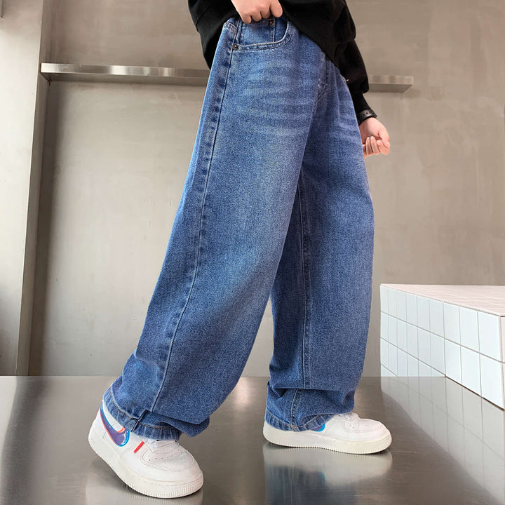Herren lässige Oversized-Jeans mit tiefem Bund und seitlichen Taschen Drune