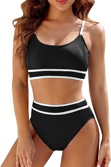 Damen Hoch tailliertes Bikini-Set mit sportlichem Top Drune