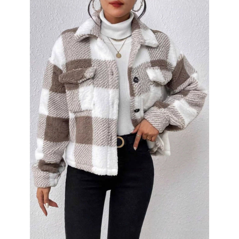 Damen Fleecejacke mit Karomuster Drune