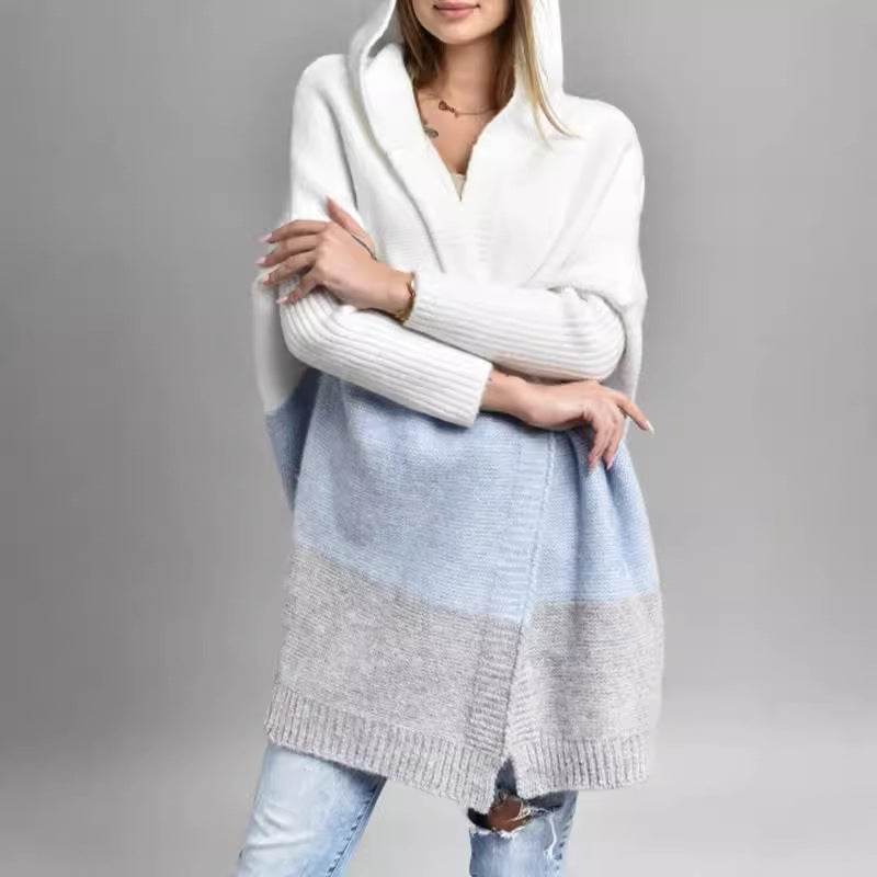 Damen Strickjacke mit Kapuze und blockfarbigem Design Drune