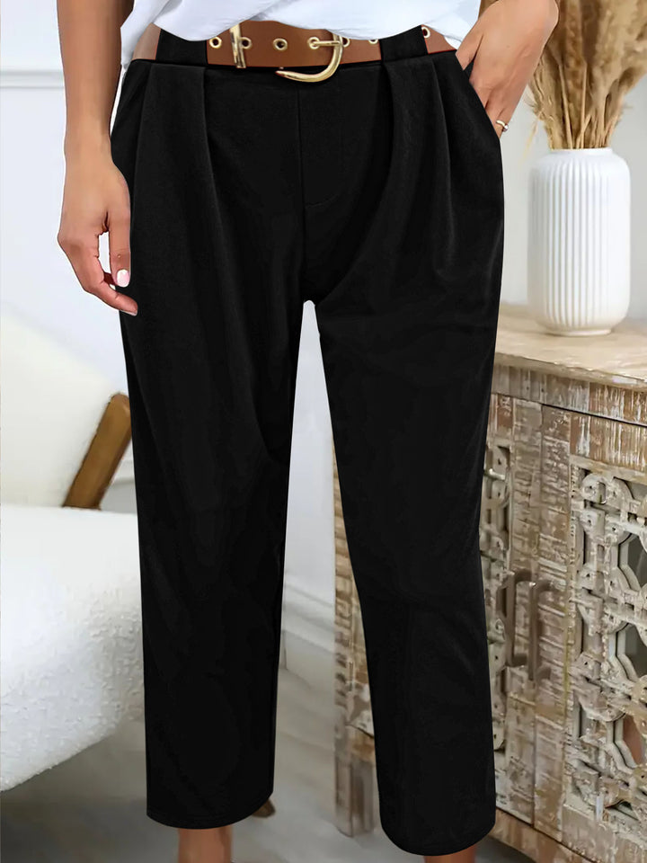 Damen Klassische Hochtaillenhose mit weit geschnittenem Bein Drune