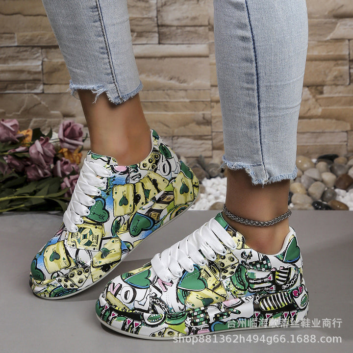 Damen modische High-Top Sneakers mit buntem Grafikdesign Drune
