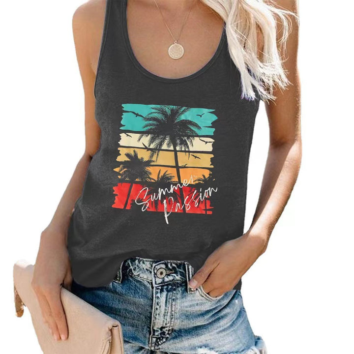 Damen ärmelloses Freizeitshirt mit trendigem Grafikdesign Drune