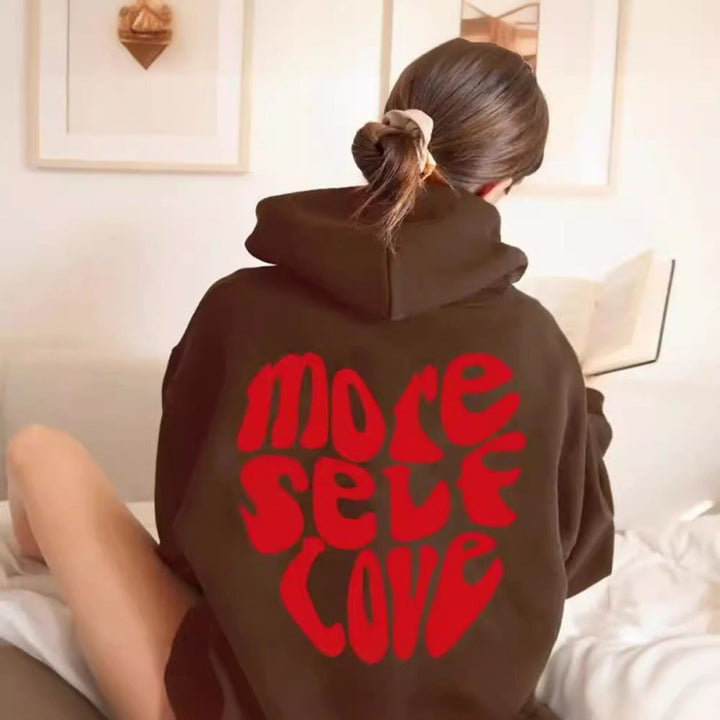 Damen oversized Kapuzenpullover mit kreativem Herzmotiv Drune