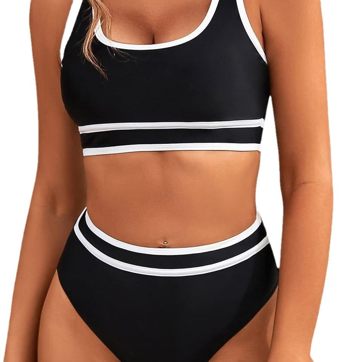 Damen Sportliches Bikini-Set mit breiten Trägern und hohem Schnitt Drune