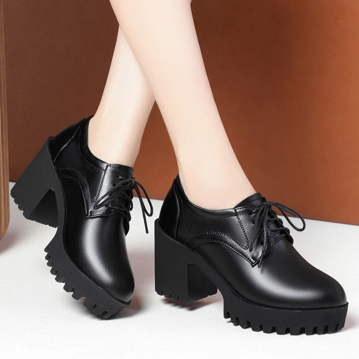 Damen Komfortable Schnürschuhe mit markantem Blockabsatz und rutschfester Sohle Drune