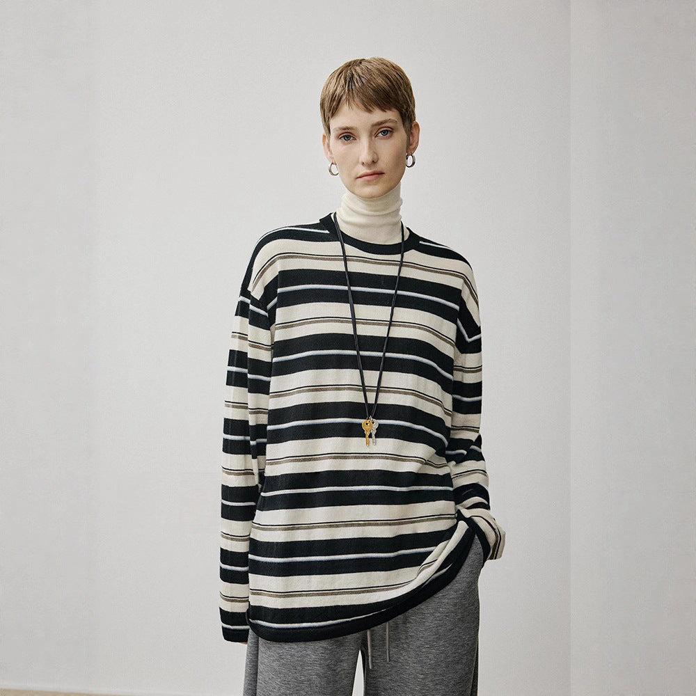 Damen Oversized Strickpullover mit zeitgemäßem Streifenmuster Drune