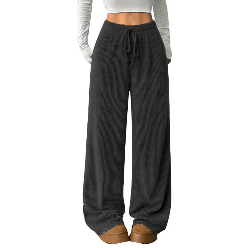 Damen weite Strick-Hosen mit elastischem Bund Drune