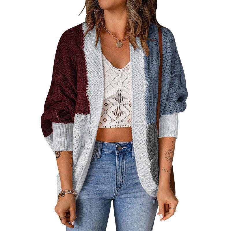Damen Stilvoller Strickcardigan mit lockerer Passform und Farbblockdesign Drune