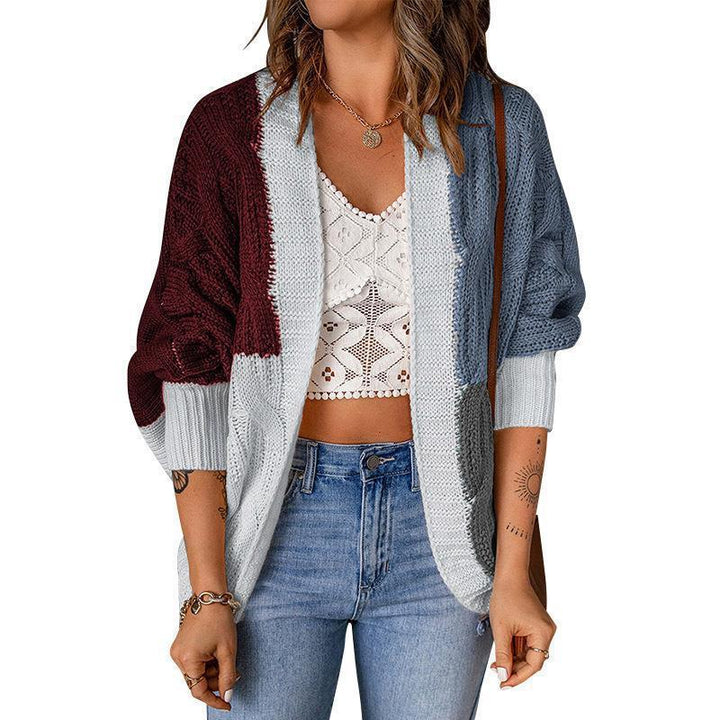 Damen Stilvoller Strickcardigan mit lockerer Passform und Farbblockdesign Drune