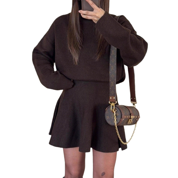 Damen lässiges Sweatshirt-Kleid mit hochtägiger Ärmeln Drune