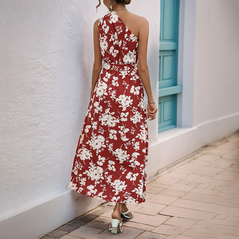 Damen Maxikleid mit asymmetrischem Ausschnitt und floralem Muster Drune