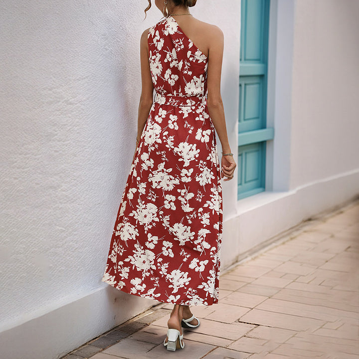Damen Maxikleid mit asymmetrischem Ausschnitt und floralem Muster Drune