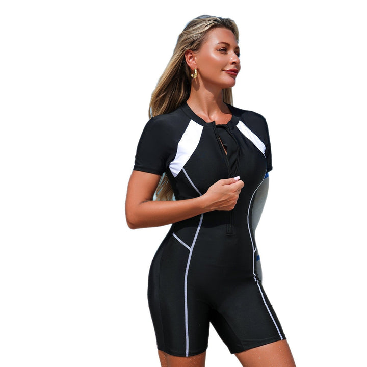 Damen Sportlicher Surfanzug mit kurzem Arm und funktionellem Reißverschluss Drune