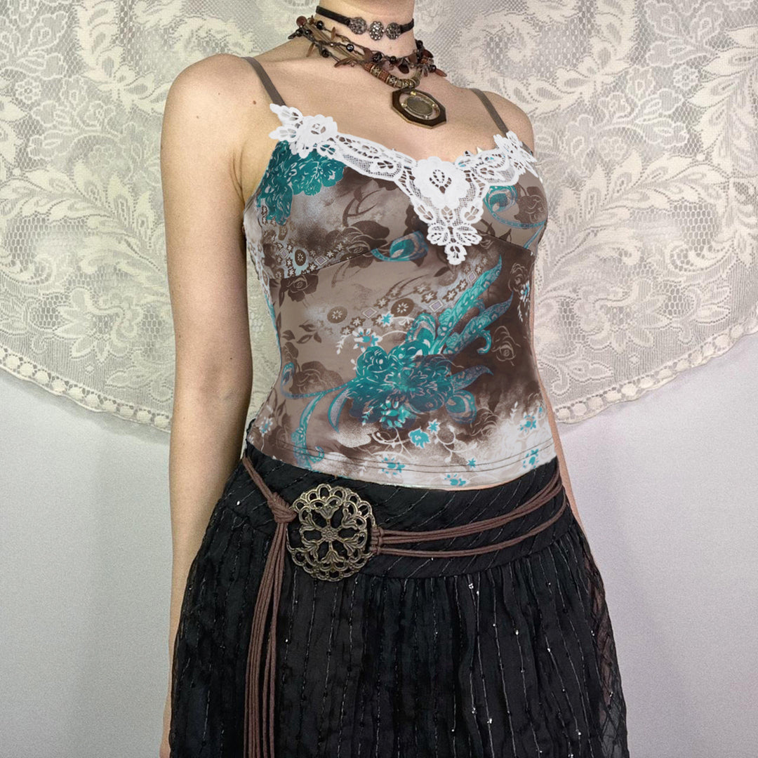 Damen Spitzentop mit floralem Muster und zartem Dekolleté Drune