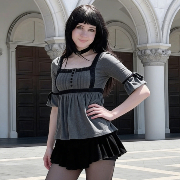 Damen Top mit Spitzenakzenten und lässigem Schnitt Drune