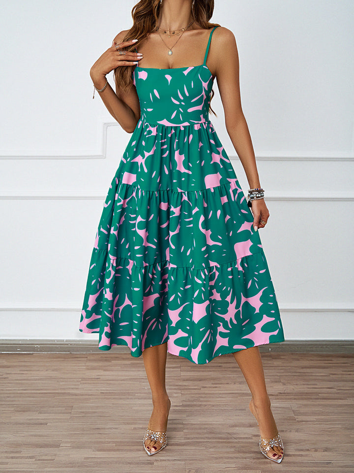 Damen Knielanges Freizeitkleid im modernen Layering-Design mit buntem Muster Drune