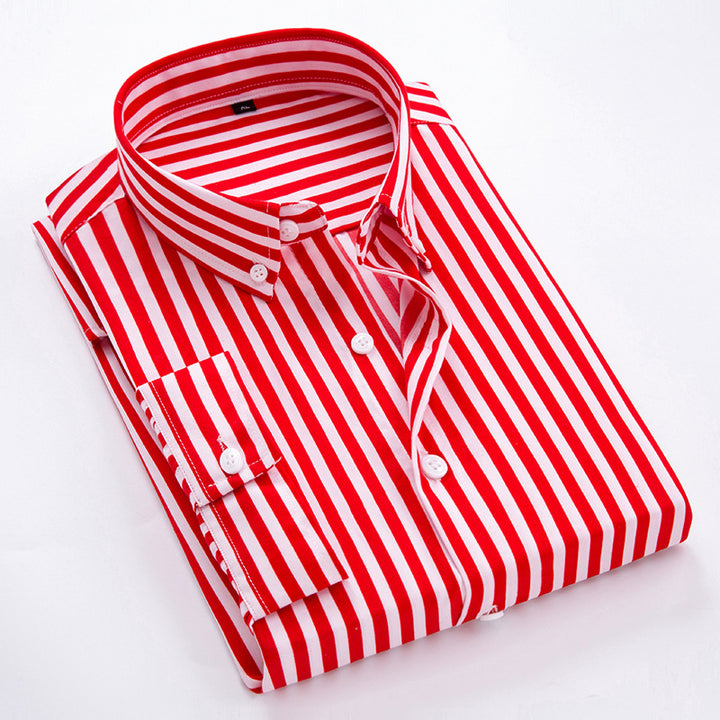 Herren nan gestreiftes Businesshemd mit Button-Down-Kragen und taillierter Silhouette Drune