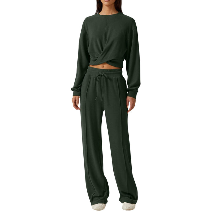 Damen Lässiges Sweatsuit mit Cropped Oberteil und weitem Bund Drune