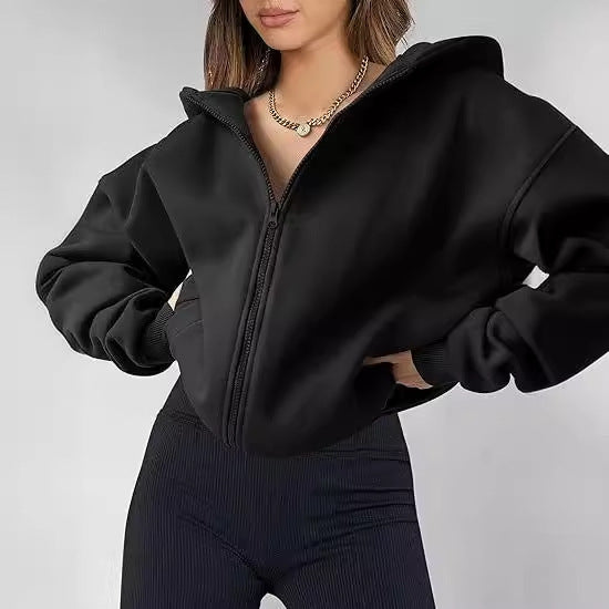 Damen lässiger Oversized Zip-Hoodie Drune