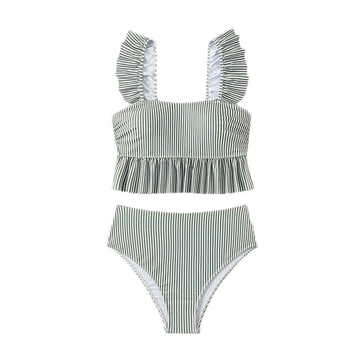 Damen Zweiteiler Bikini-Set mit Rüschendetails und hochgeschnittenem Höschen Drune