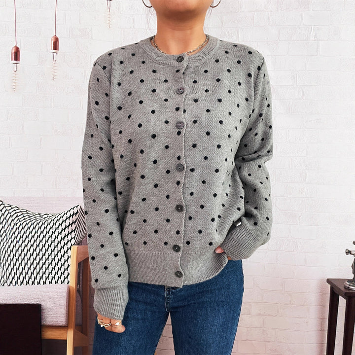 Damen Strickjacke mit modischem Punktemuster und komfortablem Schnitt Drune