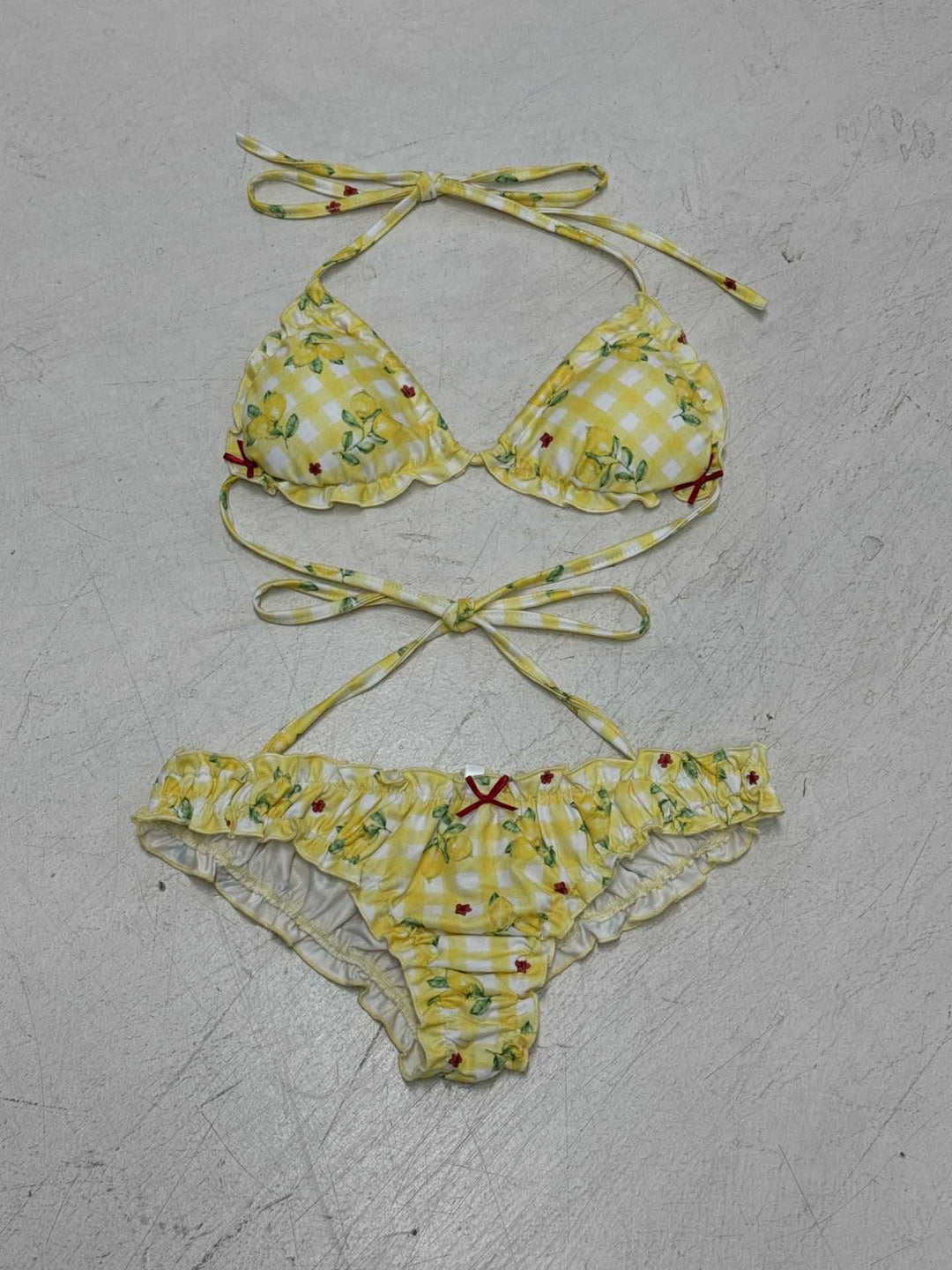 Damen Bikini-Set mit floralem Design und verspieltem Rüschensaum Drune