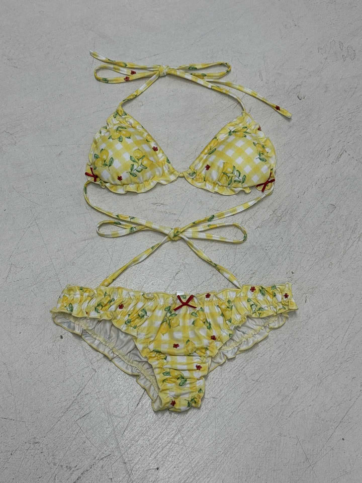 Damen Bikini-Set mit floralem Design und verspieltem Rüschensaum Drune