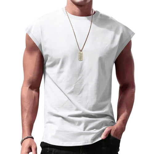 Herren nan lockeres ärmelloses Muskelshirt aus Baumwolljersey mit überschnittener Schulterpartie Drune