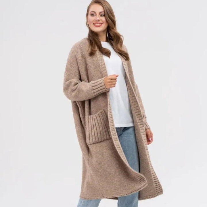 Damen Gemütlicher Strickmantel mit großen Taschen und oversized Schnitt Drune