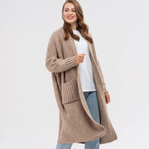 Damen Gemütlicher Strickmantel mit großen Taschen und oversized Schnitt Drune