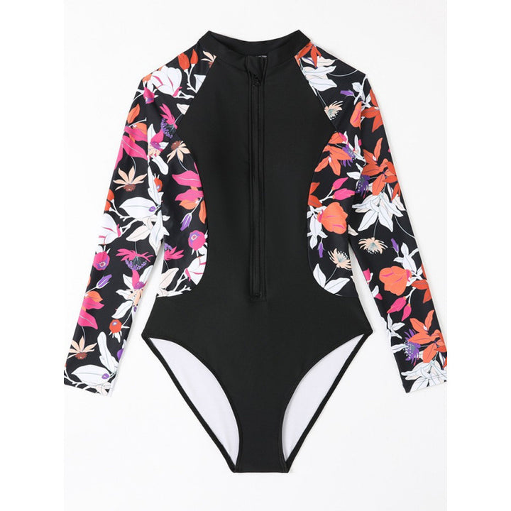 Damen Surfanzug mit floralem Farbdesign und sportlichem Reißverschluss Drune