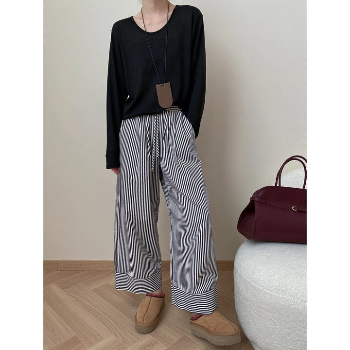 Damen lässige gestreifte Palazzo-Hose Drune