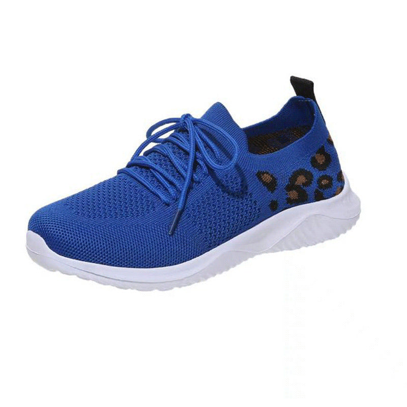 Damen nan atmungsaktiver Strick-Sneaker mit elastischem Einstieg, gepolstertem Komfortfußbett und Animalprint-Fersenbesatz Drune