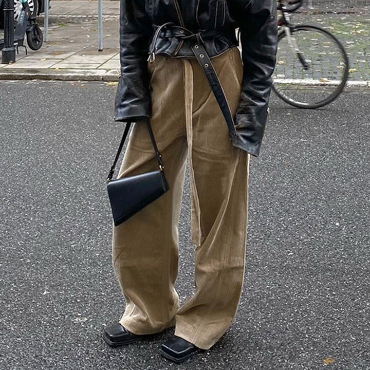 Damen lockere Leinenhose mit Taillengürtel Drune