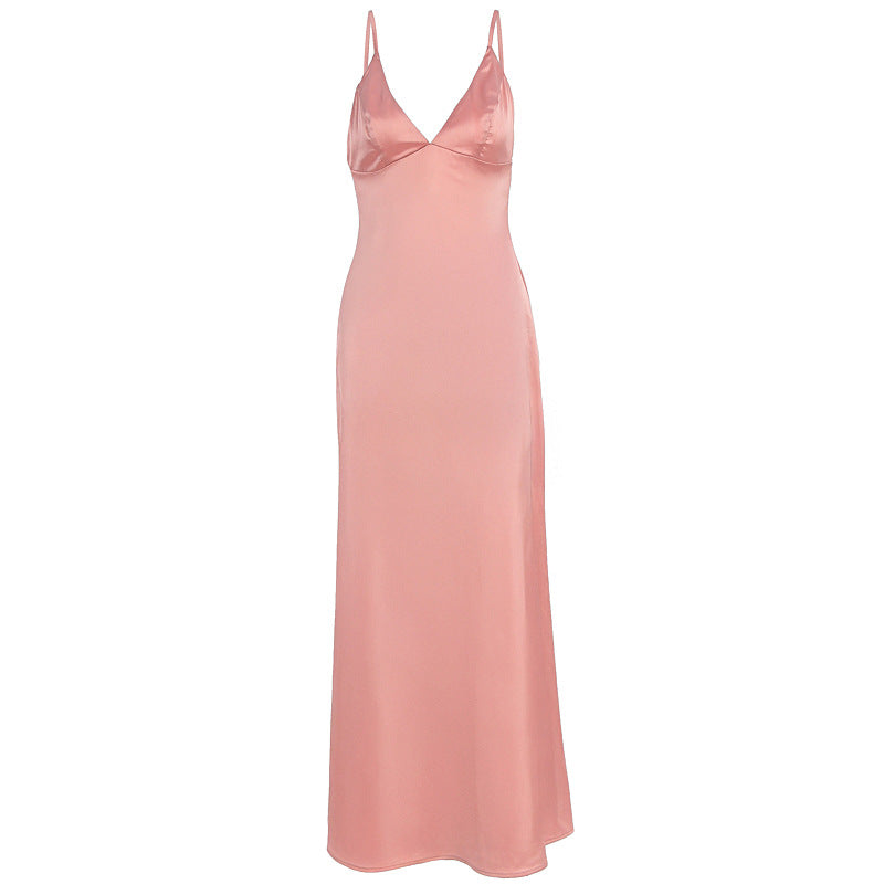 Damen Maxikleid mit raffinierten Trägern und elegantem V-Ausschnitt Drune