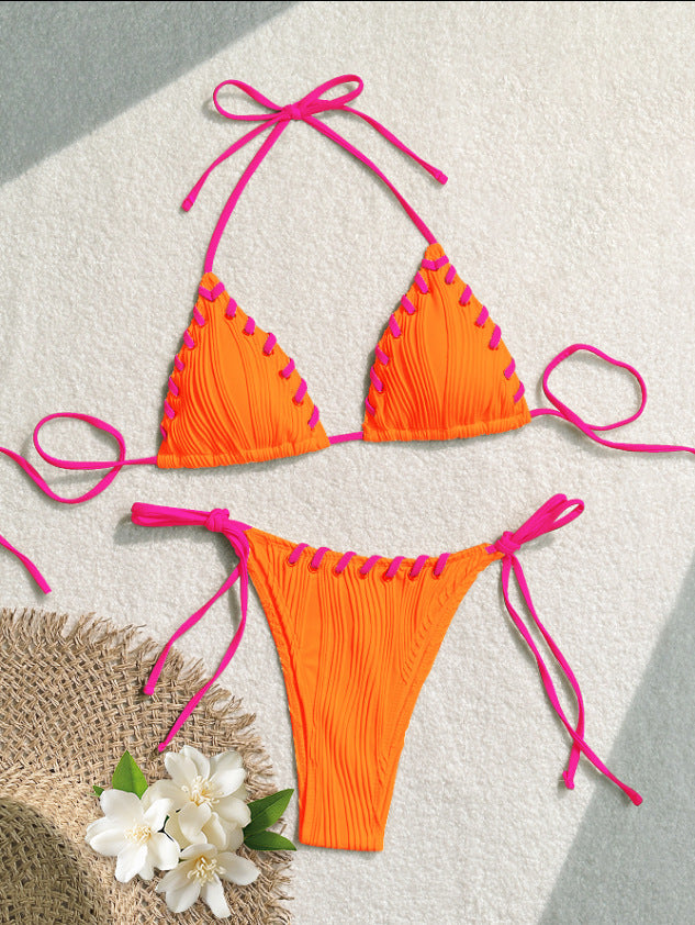 Damen Triangel-Bikini mit kontrastierenden Schnürdetails Drune