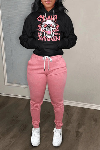 Damen Hoodie und Jogginghose Set mit auffälligem Grafikschema Drune