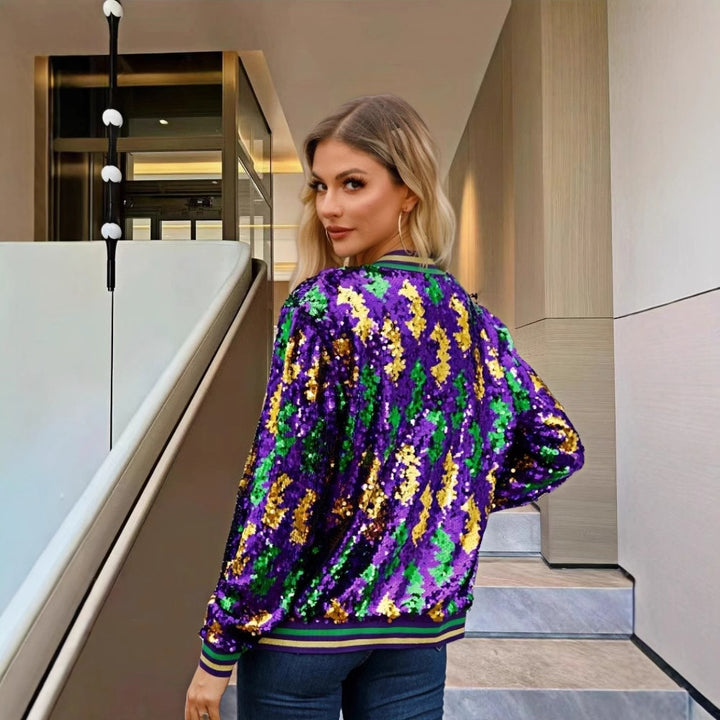 Damen Pailletten-Bomberjacke mit sportivem Schnitt Drune
