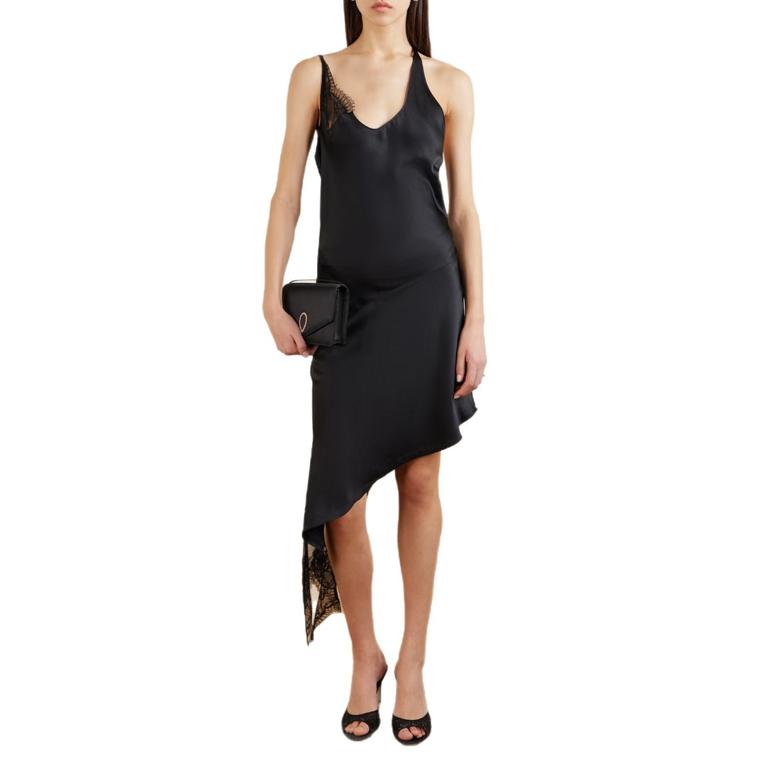 Damen Asymmetrisches Abendkleid mit feiner Spitzenverzierung Drune