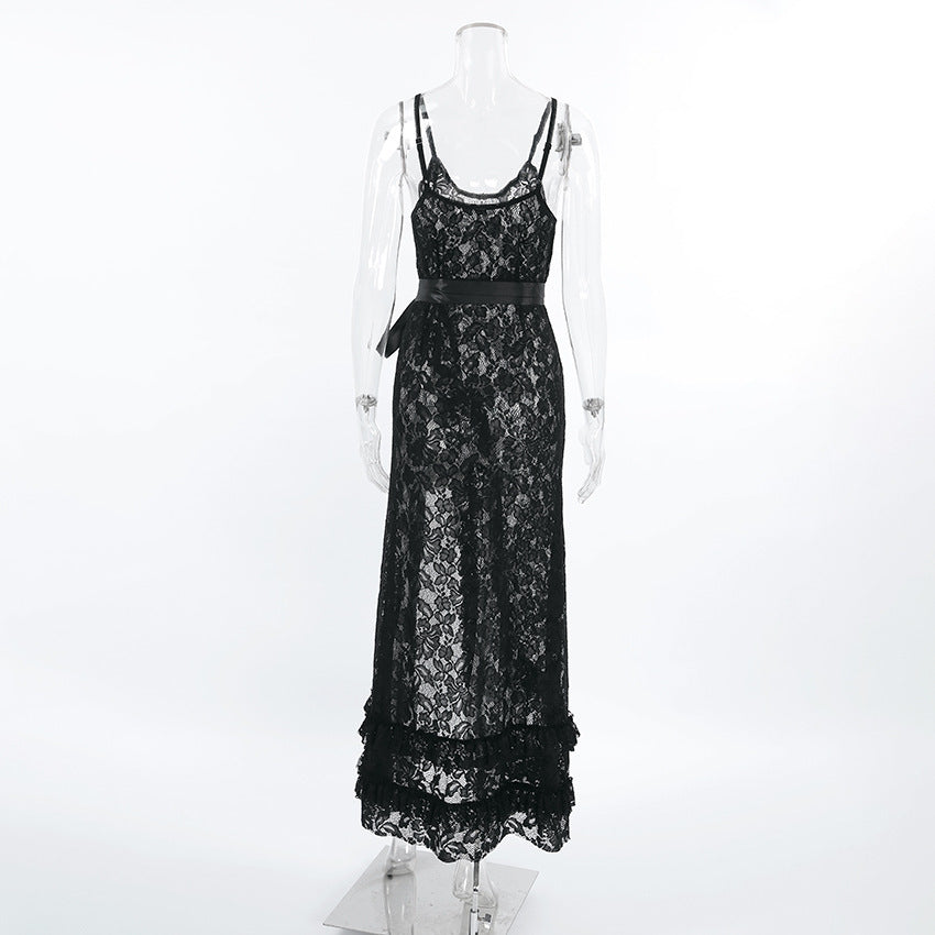 Damen Spitzenkimono mit offener Front und Rüschendetails Drune