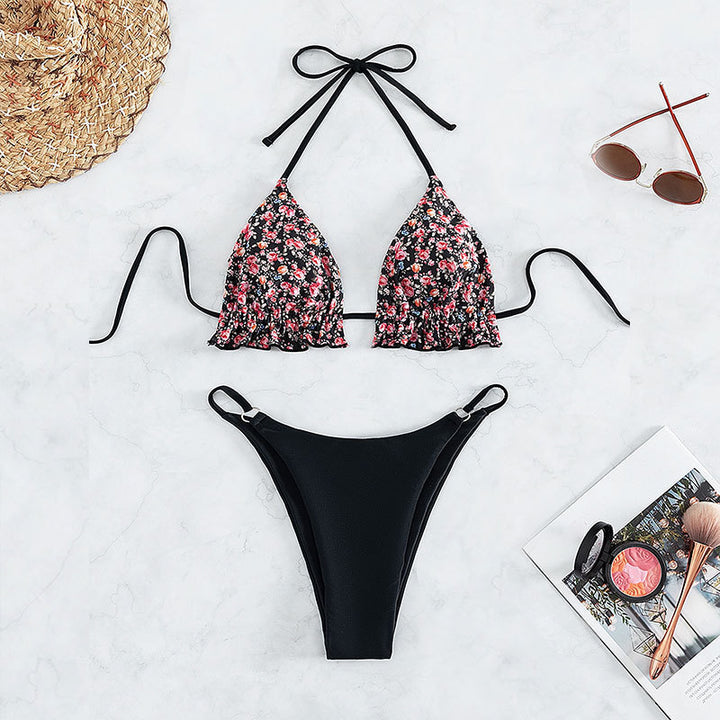 Damen Triangel-Bikini-Set mit floralem Raffdesign Drune